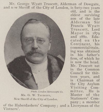 Il signor G W Truscott, nuovo sceriffo della città di Londra da English Photographer