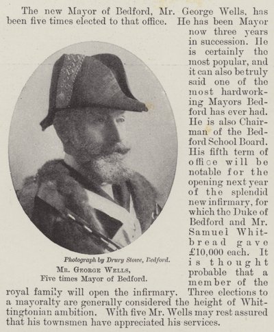 Mr George Wells, cinque volte sindaco di Bedford da English Photographer