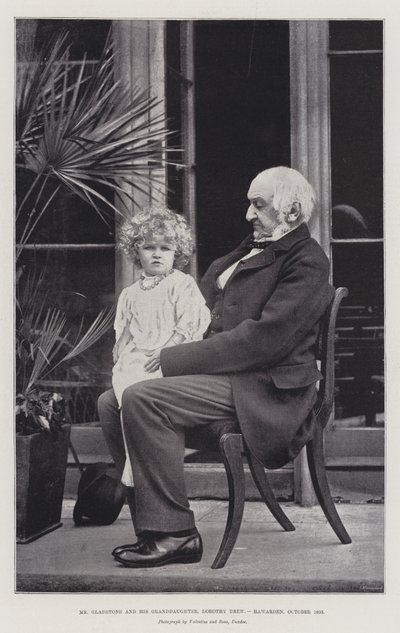 Mr Gladstone e sua nipote, Dorothy Drew, Hawarden, ottobre 1893 da English Photographer