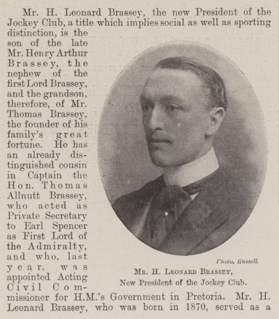Mr H Leonard Brassey, nuovo presidente del Jockey Club da English Photographer