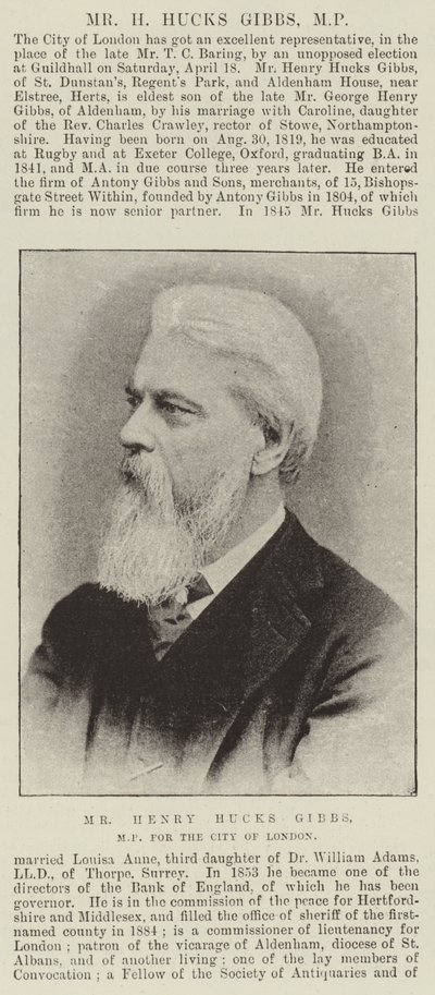 Mr Henry Hucks Gibbs, MP per la città di Londra da English Photographer