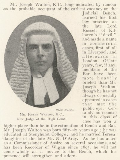 Mr Joseph Walton, KC, nuovo giudice dell