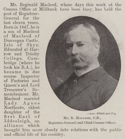 Mr R Macleod, CB, direttore generale del registro e capo ufficiale del censimento da English Photographer