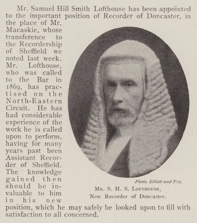 Il signor S H S Lofthouse, nuovo registratore di Doncaster da English Photographer
