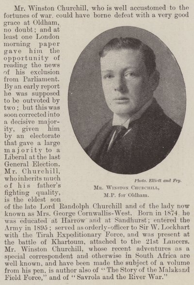 Il signor Winston Churchill, MP per Oldham da English Photographer