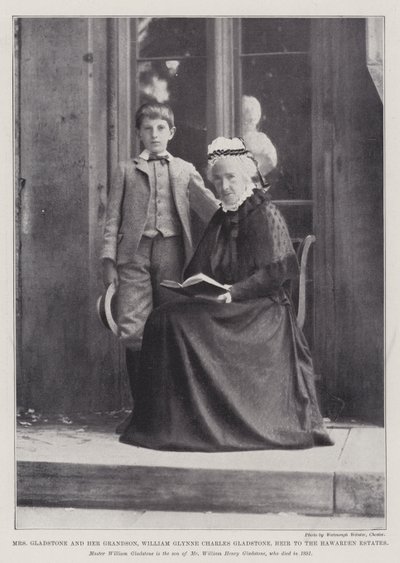 Mrs Gladstone e suo nipote, William Glynne Charles Gladstone, erede delle tenute di Hawarden da English Photographer