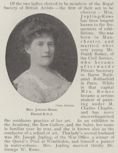 Mrs Jopling-Rowe, eletta RBA da English Photographer