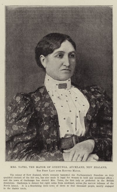 La signora Yates, sindaco di Onehunga, Auckland, Nuova Zelanda, la prima donna mai eletta sindaco da English Photographer