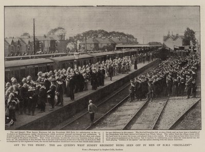 Verso il Fronte, il 2° Reggimento Queens West Surrey salutato dagli Uomini della HMS Excellent da English Photographer