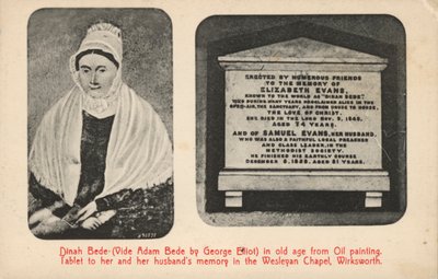Ritratto e lapide della zia di George Elliot (Elizabeth Evans), l