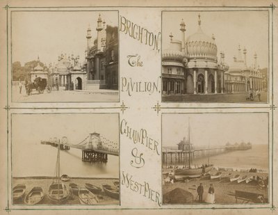 Cartolina con immagini che raffigurano vedute di Brighton da English Photographer