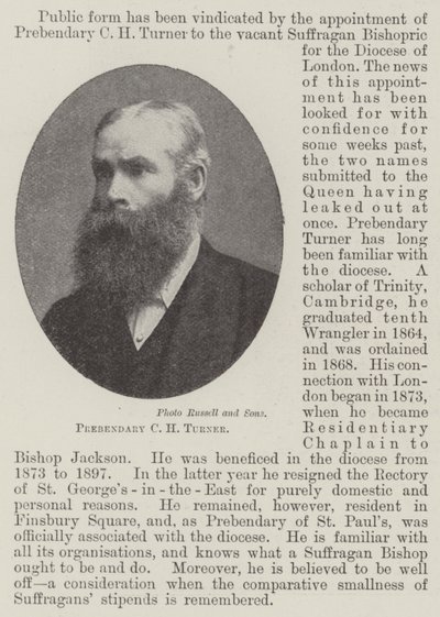 Prebendario C H Turner da English Photographer