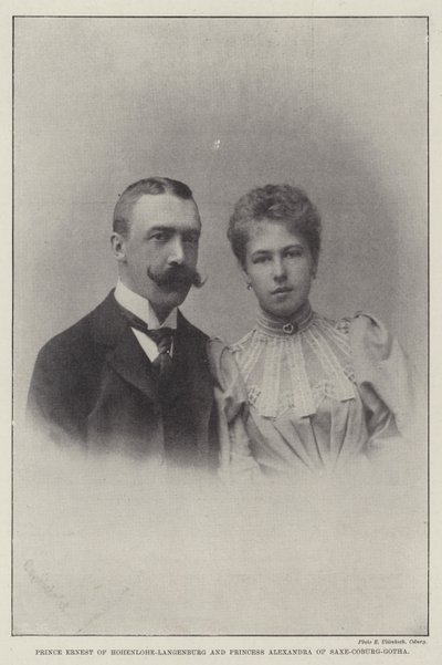 Principe Ernesto di Hohenlohe-Langenburg e Principessa Alexandra di Sassonia-Coburgo-Gotha da English Photographer