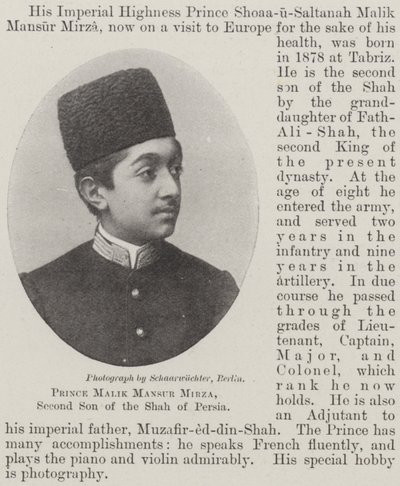 Principe Malik Mansur Mirza, secondo figlio dello Shah di Persia da English Photographer