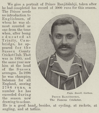 Il principe Ranjitsinhji, il famoso giocatore di cricket da English Photographer