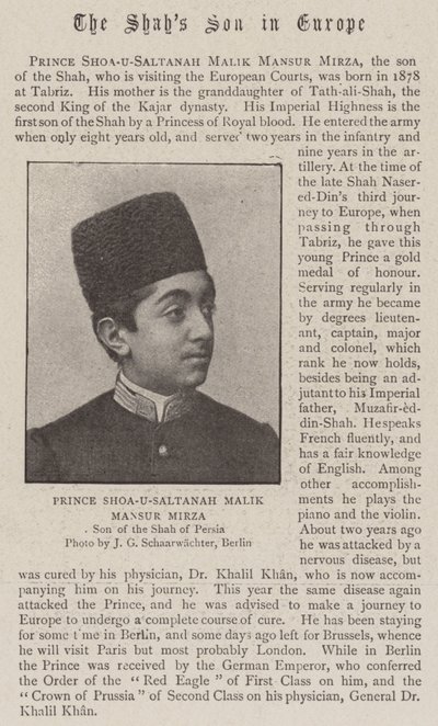 Principe Shoa-U-Saltanah Malik Mansur Mirza da English Photographer