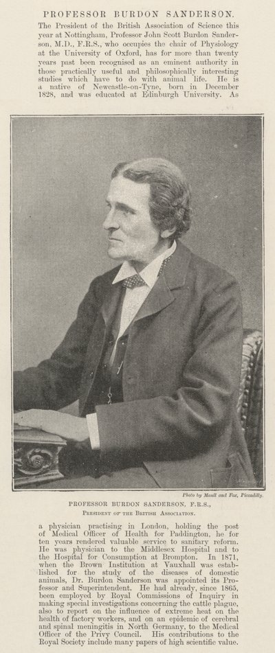 Professor Burdon Sanderson, Presidente della British Association da English Photographer