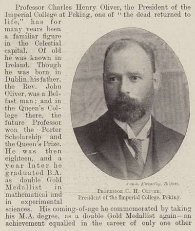 Professor C H Oliver, presidente del Collegio Imperiale, Pechino da English Photographer