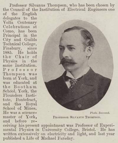 Professor Silvanus Thompson da English Photographer