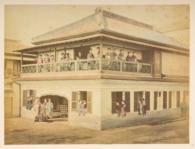 Prostitute al bordello Shinpuro, Takashima-cho, Yokohama, Fotografo: Stillfried, Raimund von Lucas Collezione: Registro fotografico del giro del mondo di Charles James e Morton P, Lucas da English Photographer