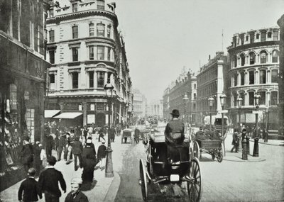 Queen Victoria Street, guardando a est da Queen Street, Città di Londra, 1890 da English Photographer