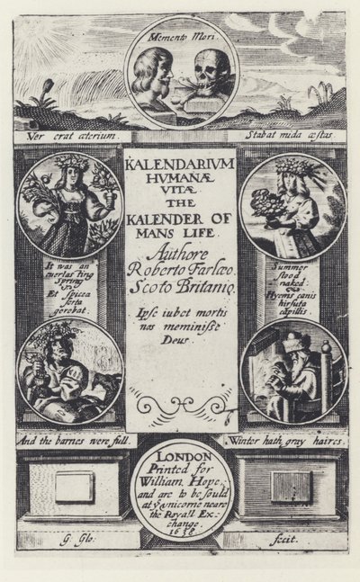 R Farley, Kalendarium humanae vitae, W Hope 1638 da English Photographer
