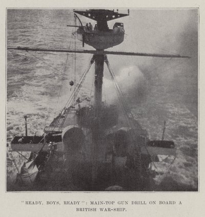 Pronti, ragazzi, pronti, esercitazione con il cannone sul ponte di una nave da guerra britannica da English Photographer