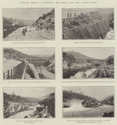 Estrazione nel Letto del Fiume in California, la Miniera Golden Gate, Feather River da English Photographer