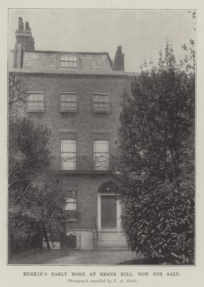 La prima casa di Ruskin a Herne Hill, ora in vendita da English Photographer