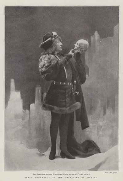 Sarah Bernhardt nel ruolo di Amleto da English Photographer