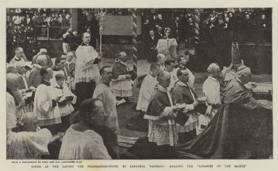 Scena alla Posa della Prima Pietra da parte del Cardinale Vaughan, Lettura delle Litanie dei Santi da English Photographer