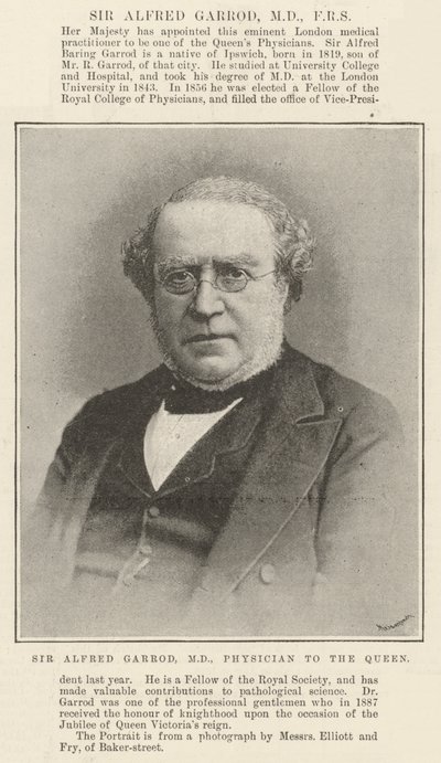 Sir Alfred Garrod, MD, FRS da English Photographer