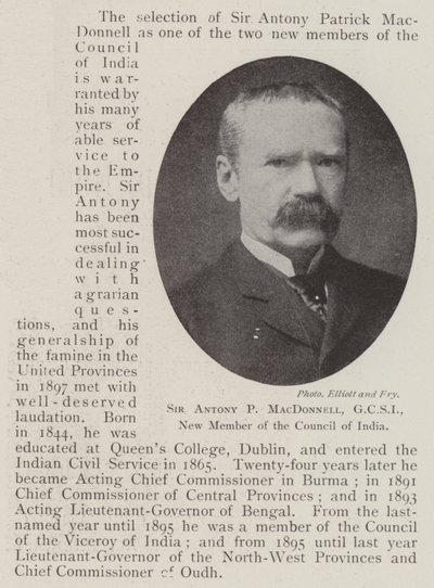 Sir Antony P MacDonnell, GCSI, nuovo membro del Consiglio dell