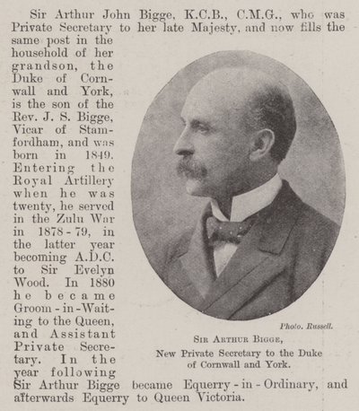 Sir Arthur Bigge, nuovo segretario privato del Duca di Cornovaglia e York da English Photographer