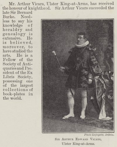 Sir Arthur Edward Vicars, Ulster King-at-Arms da English Photographer