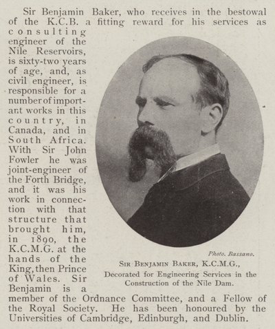 Sir Benjamin Baker, KCMG, decorato per i servizi di ingegneria nella costruzione della diga del Nilo da English Photographer