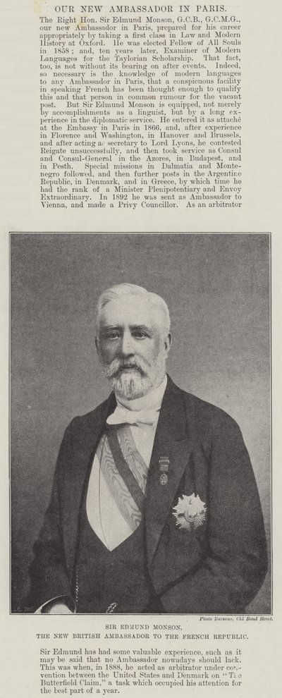 Sir Edmund Monson, il nuovo ambasciatore britannico presso la Repubblica Francese da English Photographer