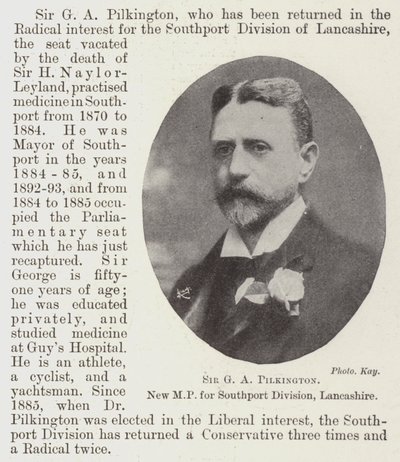 Sir G A Pilkington, nuovo MP per la divisione di Southport, Lancashire da English Photographer