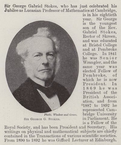 Sir George G Stokes da English Photographer