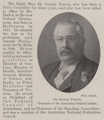 Sir George Turner, tesoriere del gabinetto federale australiano da English Photographer