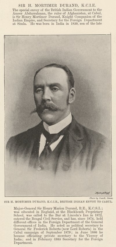Sir H Mortimer Durand, KCIE, Inviato Britannico in India a Cabul da English Photographer