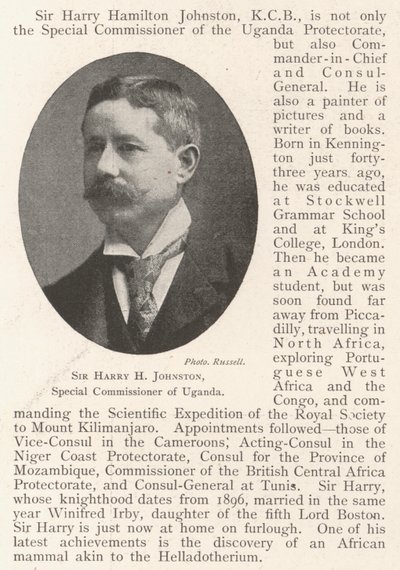 Sir Harry H Johnston, commissario speciale dell