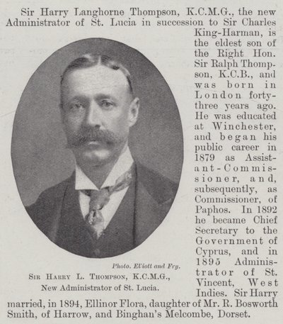 Sir Harry L Thompson, KCMG, nuovo amministratore di St Lucia da English Photographer