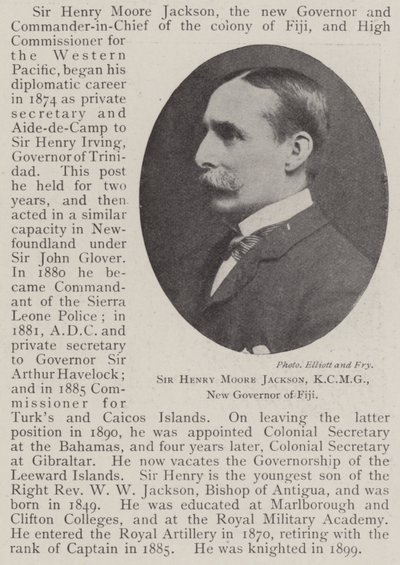 Sir Henry Moore Jackson, KCMG, Nuovo Governatore delle Figi da English Photographer