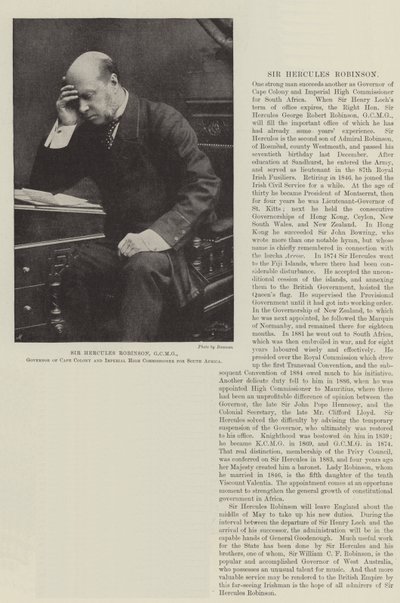 Sir Hercules Robinson, Governatore della Colonia del Capo e Alto Commissario Imperiale per il Sudafrica da English Photographer