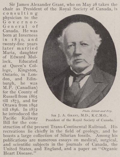 Sir J A Grant, MD, KCMG, presidente della Royal Society of Canada da English Photographer