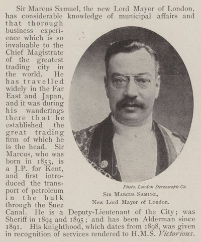 Sir Marcus Samuel, nuovo sindaco di Londra da English Photographer