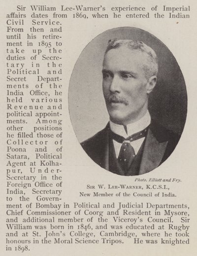 Sir W Lee-Warner, KCSI, nuovo membro del Consiglio dell