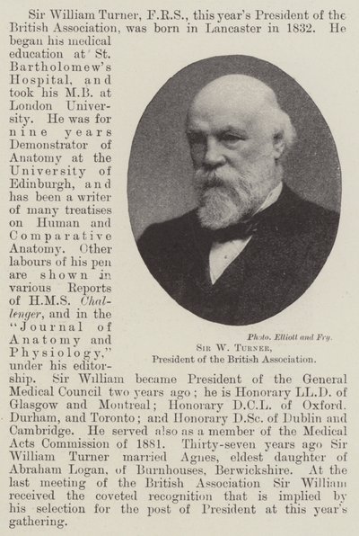 Sir W Turner, presidente della British Association da English Photographer