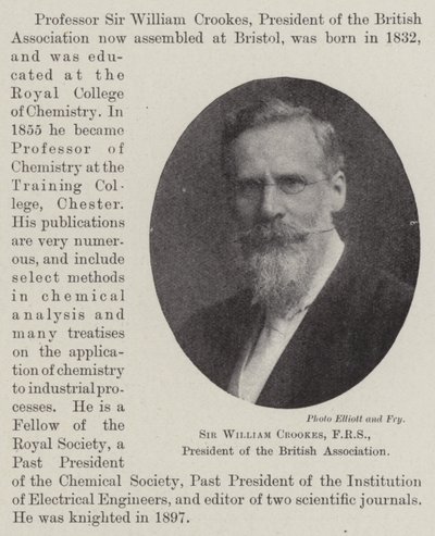 Sir William Crookes, FRS, presidente della British Association da English Photographer